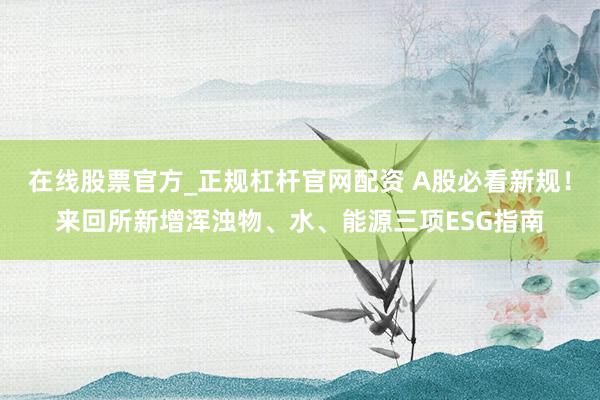 在线股票官方_正规杠杆官网配资 A股必看新规！来回所新增浑浊物、水、能源三项ESG指南